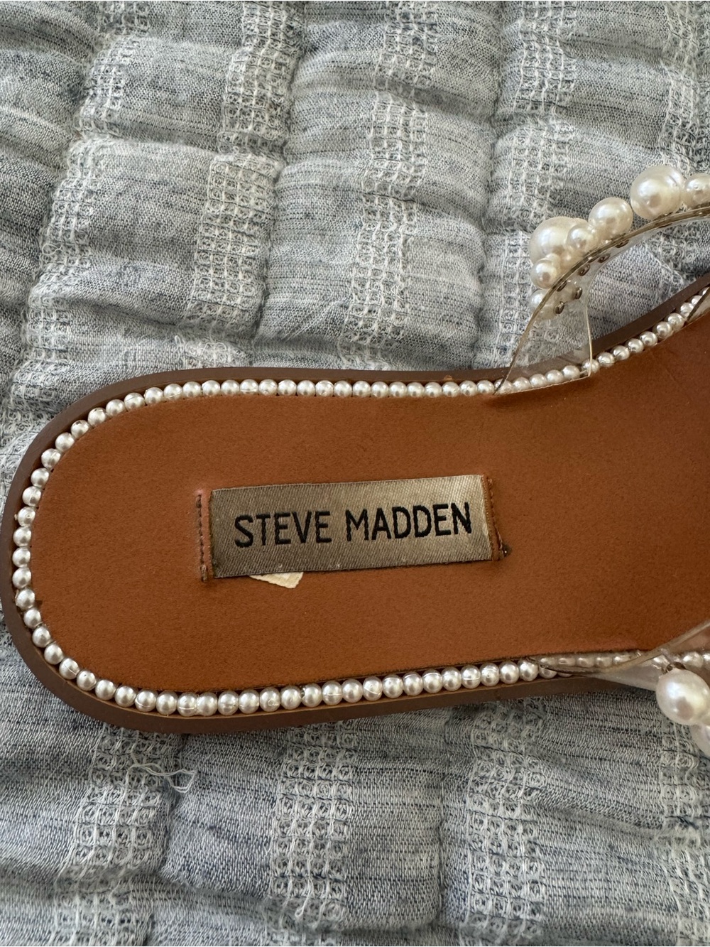 Steve Madden Pearl Embellished Slide Sandals - Picture 5 of 6
